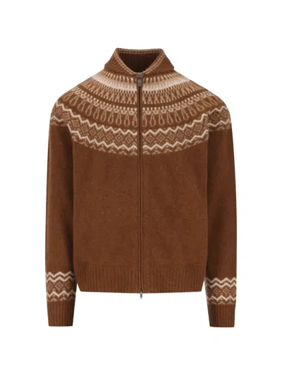 Tod's Patterned Cardigan In Brown