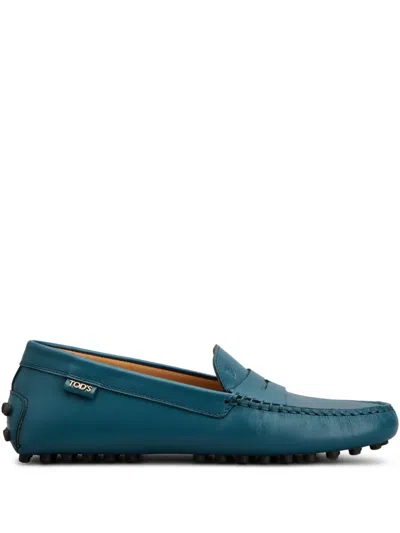 Tod's Pebble-detail Leather Loafers In Blue