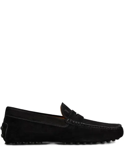 Tod's Pebble-detail Suede Loafers In Black