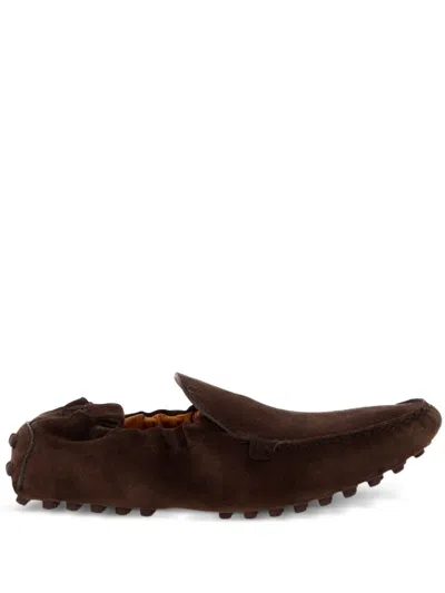 Tod's Pebble-textured Suede Loafers In Brown