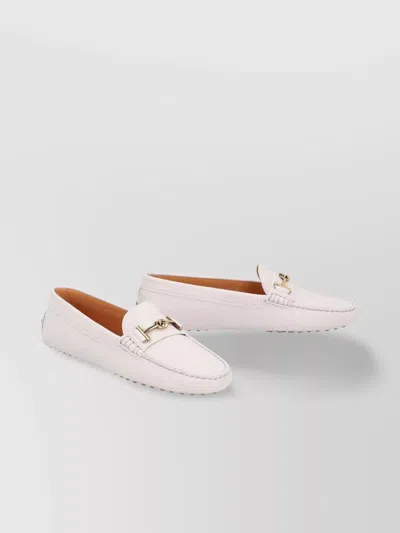 Tod's Pebbled Leather Loafers Metal Hardware In Pink
