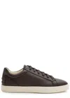 Tod's Grained Leather Round Toe Rubber Sole Sneakers In Brown