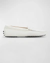 Tod's New Gommini Loafers In Hammered Leather With Sleeper In White