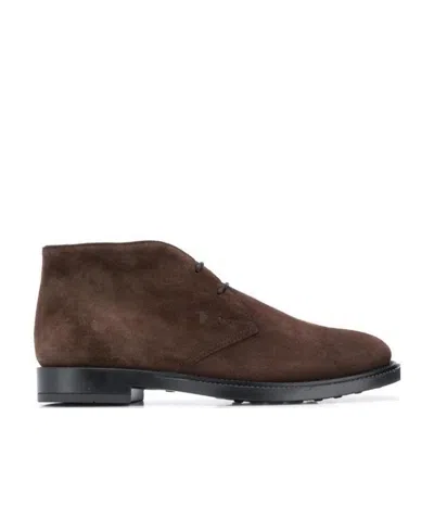TOD'S TOD'S ROUND-TOE LACE-UP ANKLE BOOTS