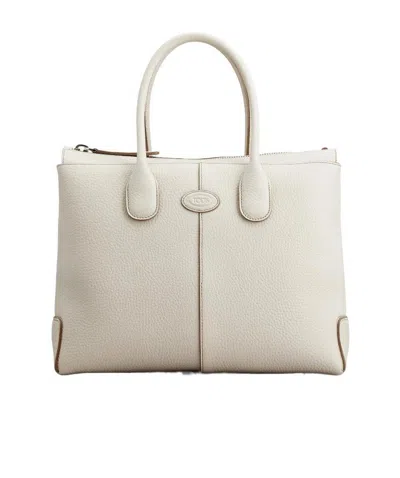 Tod's Pebbled Texture Tote Bag In White