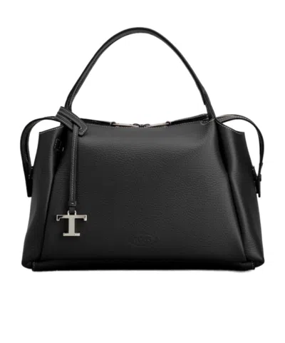 Tod's Small Leather Tote Bag In Black