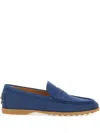 Tod's Blue Loafers With Rubber Sole And Rubber Detail On The Back In Suede Woman In Blue
