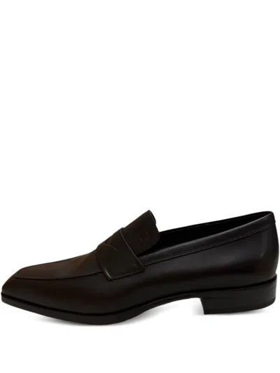 Tod's Penny Leather Loafers In Black