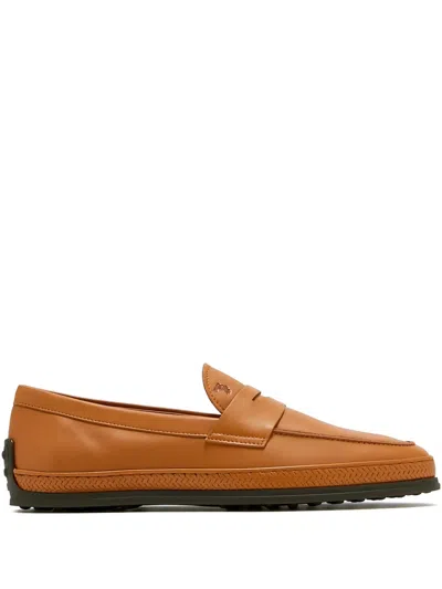Tod's Penny Leather Loafers In Brown