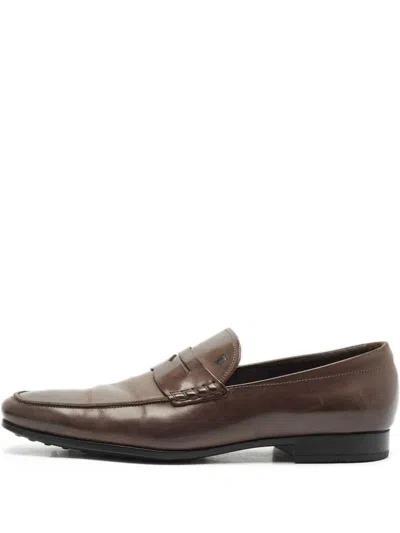 Pre-owned Tod's Penny Leather Loafers In Brown