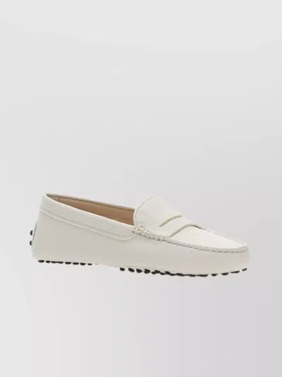 Tod's Penny Loafer With Contrast Sole And Stitched Detailing In White