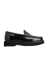 Tod's Block Heel Loafers Penny Strap In Black