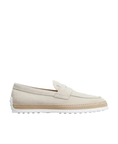 Tod's Penny-slot Suede Loafers In White