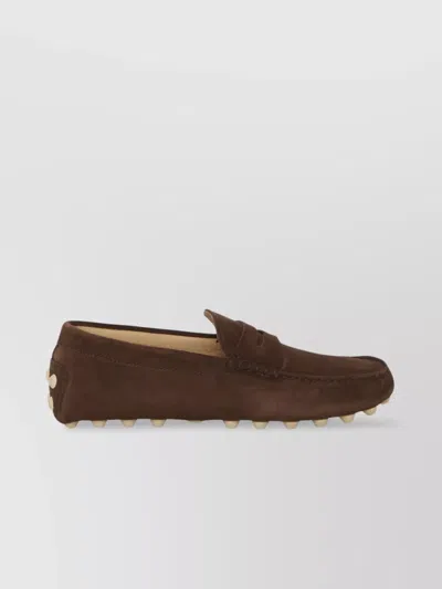 Tod's Penny Strap Detail Gommino Loafers In Brown