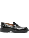 Tod's Gomma Leather Penny Loafers In Black