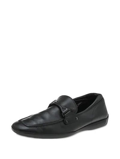 Pre-owned Tod's Penny Strap Leather Loafers In Black