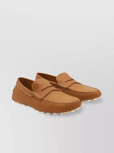 Tod's Penny Strap Loafers With Round Toe And Stitch Detailing