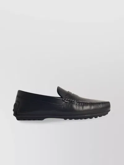 Tod's Penny Strap Round Toe Loafers In Black