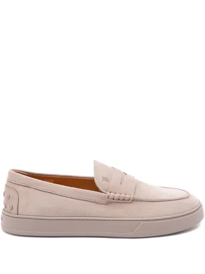 Tod's Penny Slot Detail Slip-on Suede Loafers In Brown
