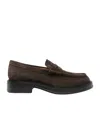 Tod's Round Toe Suede Finish Loafers With Rubber Sole In Black