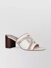 Tod's Perforated Block Heel Sandals In White