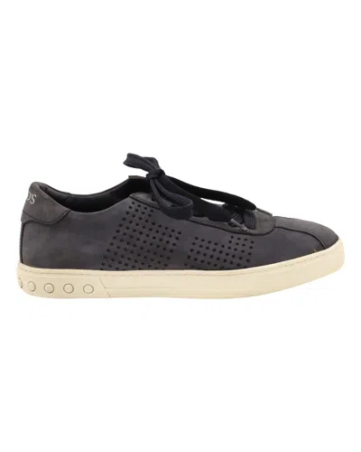 Tod's Tod‘s Perforated Detail Lace Up Sneakers In Blue Suede