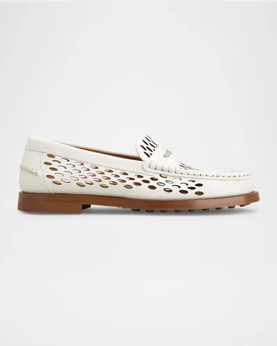 TOD'S PERFORATED LEATHER DRIVER PENNY LOAFERS