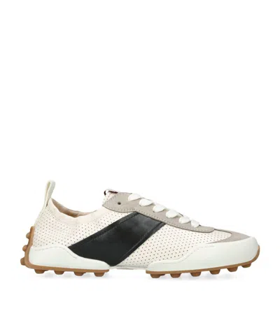 Tod's Panelled Leather Sneakers In Cream