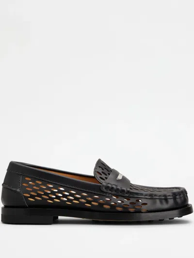 Tod's Perforated Loafers In Black