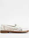 Tod's Perforated Leather Driver Penny Loafers In White