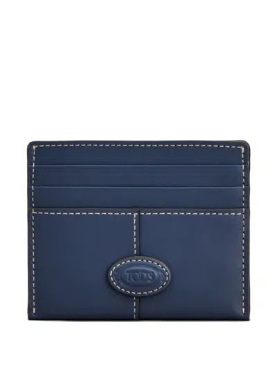 Tod's Piccolo-leather Card Holder In Blue