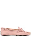 Tod's Gommino Driving Suede Loafers In Pink & Purple