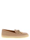 Tod's Raffia Bow Loafers Espadrille Trim Rubber Sole In Neutral