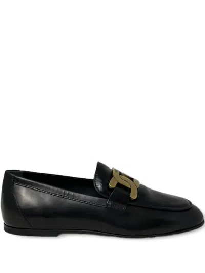 Tod's Plaque-detail Loafers In Black
