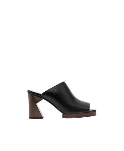 Tod's Platform 95mm Leather Mules In Black