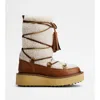 Tod's Platform Ankle Boots In Leather And Wool In Multi