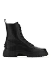 Tod's Platform Leather Combat Boots In Sand