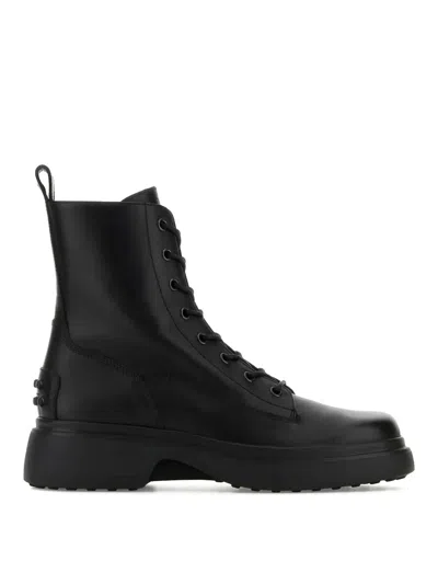 Tod's Platform Leather Combat Boots In Sand