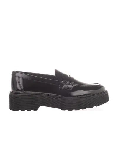 Tod's Platform Leather Loafers In Black