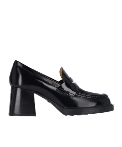 Tod's Platform Loafer Shoes In Black