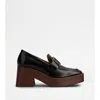 Tod's Platform Loafers In Leather In Black