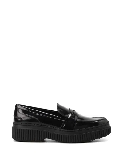 Tod's Platform-sole Leather Loafers In Black