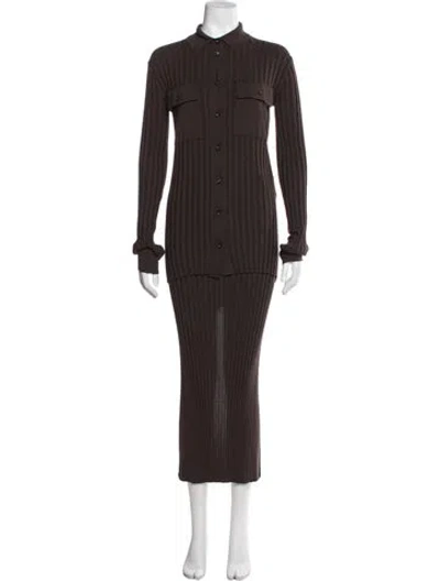 Pre-owned Tod's Pleated Accents Skirt Set In Brown