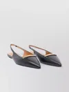 Tod's Pointed Toe Leather Slingback Ballerina Shoes