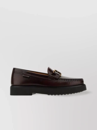 Tod's Polished Leather Loafers With Chunky Sole Detail In Black