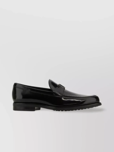Tod's Polished Leather Loafers With Metal Detail In Black