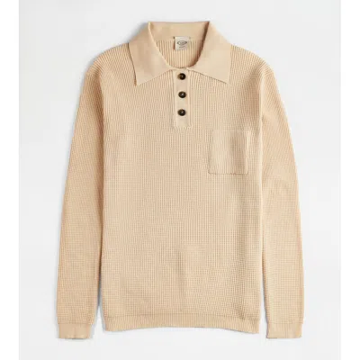 Tod's Polo Shirt In Knit In Beige