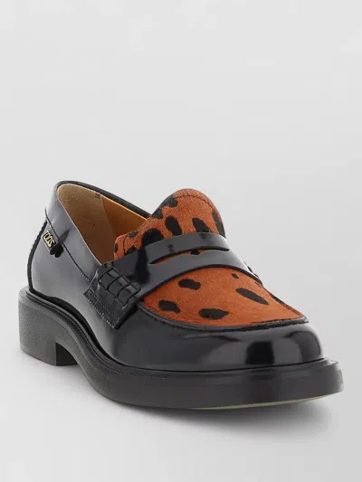 Tod's Pony Hair Animal Print Round Toe Loafers In Black
