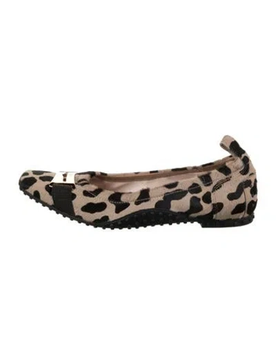 Pre-owned Tod's Ponyhair Animal Print Ballet Flats W/ Tags In Neutrals