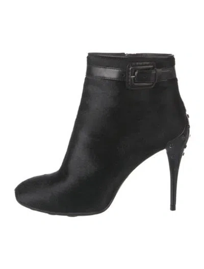 Pre-owned Tod's Ponyhair Animal Print Boots In Black